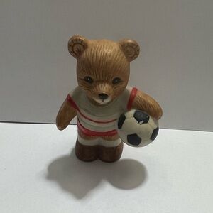 Vintage Home Interiors Teddy Bear Soccer Figurine #1408 HOMCO Decor Vintage
